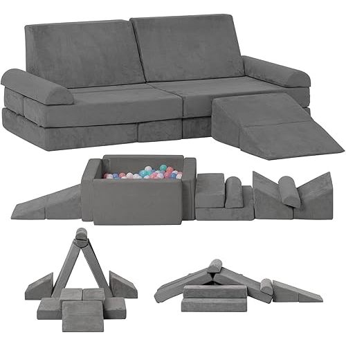 Kids Couch Toddler Sofa, Modular Kids Play Couch, Convertible Foam Climbing Sofa for Toddlers, Foam Climbing Blocks for Boys and Girls
