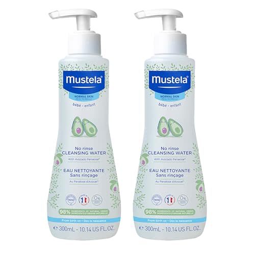 Mustela Baby Cleansing Water - No-Rinse Micellar Water - with Natural Avocado & Aloe Vera - for Baby's Face, Body & Diaper - 1 or 2-Pack - Various Sizes