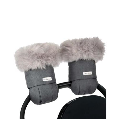 7AM Enfant Stroller Warmmuffs Gloves - Anti-Freeze Stroller Mittens for Handlebars, Water Repellent Hand Warmer Muff for Cold Weather, Plush Lined Stroller Warmmuffs | Winter Stroller Accessories
