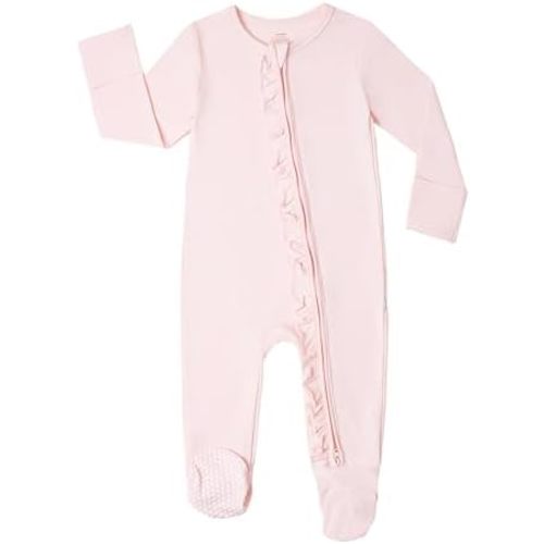 Baby Girls Rompers Soft Infant Toddler Zippered Footed Romper Newborn Viscose from Bamboo Pjs