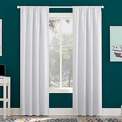 Sun Zero Jules Total Blackout 84-Inch Rod Pocket Window Curtain Panel in - White