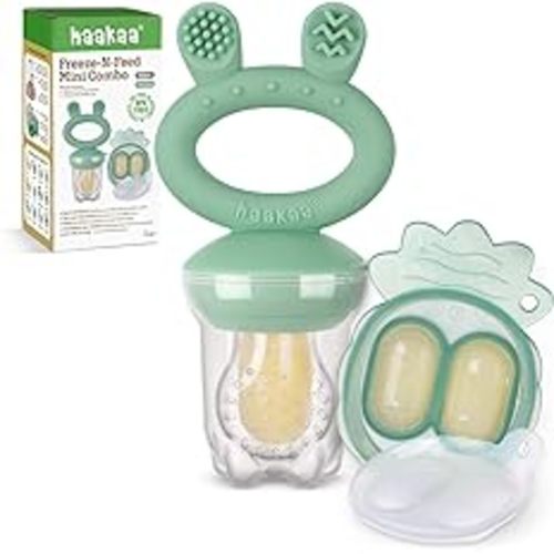 Haakaa Baby Fruit Food Feeder & Mini Freezer Nibble Tray Combo, Breastmilk Popsicle Molds for Baby Cooling Relief, BPA Free Silicone Feeder for Safe Infant Self Feeding, 4 Month+(Pea Green) : Amazon.com.au: Baby