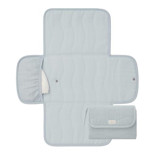 Toddlekind Mini Maven Portable Changing Pad – Travel Diaper Clutch for Babies, Organic Cotton & Water-Resistant, Compact Foldable Diaper Changing Mat with Pocket (Blue)