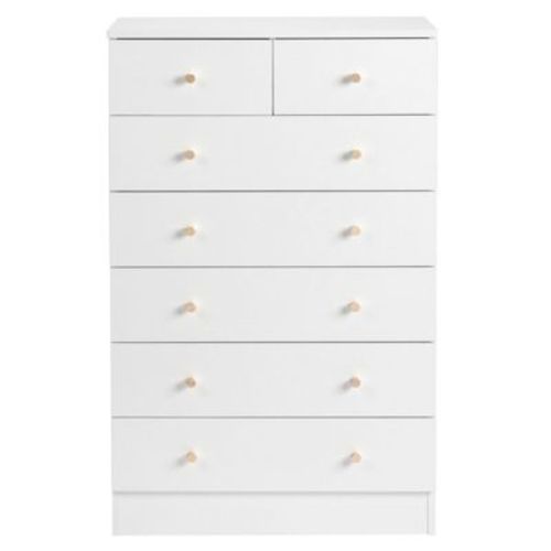 Karl Home 7-Drawer White Particle Board 25.98in. W Chest of Drawer
