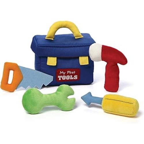 Baby GUND Play Soft Collection, My First Toolbox 5-Piece Plush Playset with Rattle, Squeaker and Crinkle Plush Toys, Sensory Toy for Babies and Newborns, 7.5”