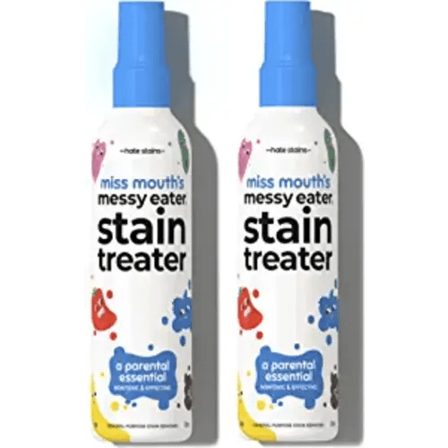 HATE STAINS CO Stain Remover for Clothes - 4oz 2 Pack of Newborn & Baby Essentials - Miss Mouth's Messy Eater Stain Treater Spray - No Dry Cleaning Food, Grease, Coffee Off Laundry, Underwear, Fabric - 2 Pack - 4oz Spray Bottles