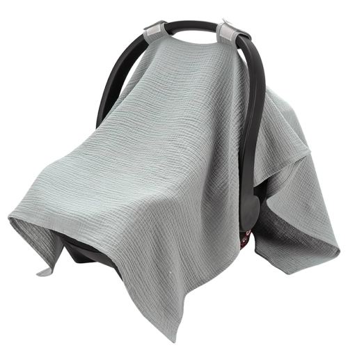 SERAPHY 100% Muslin Cotton Car Seat Covers for Babies, Universal Baby Car Seat Cover, Breathable Muslin Canopy for Summer - Grey