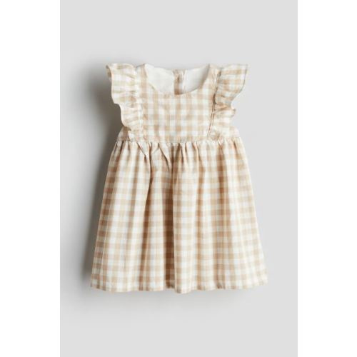 Flounce-trimmed Cotton Dress