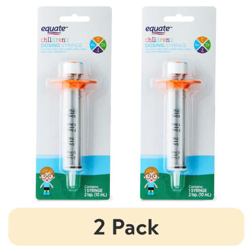 (2 pack) Equate Children's Medical Dosing Oral Syringe, Plastic, 2 Tsp/10 mL Capacity