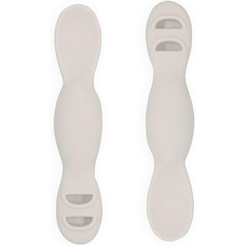 Yeah Baby Goods All You-Tensil (2 Pack) | Silicone Spoon and Dipper for Baby Led Weaning and Purées | Designed by a Feeding Specialist to Support Baby’s Development | 4+ Months (Coconut Cream)