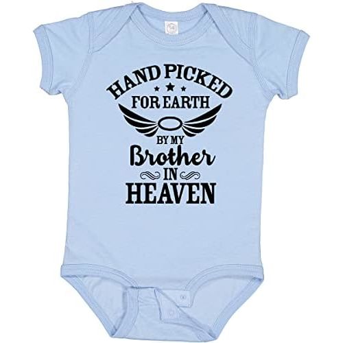 inktastic Handpicked for Earth By My Brother in Heaven Angel Wings Baby Bodysuit