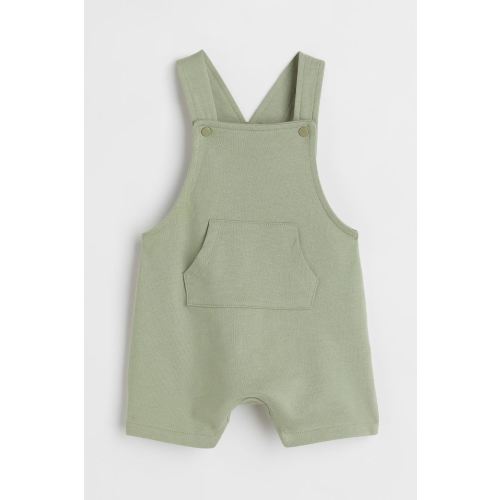 Cotton dungaree shorts, Light green