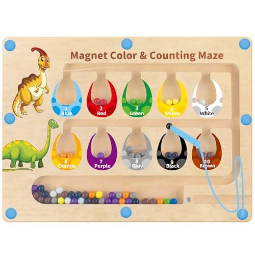HONGID Dinosaur Toys,Magnetic Color and Number Maze, Montessori Toys for 2 3 4 5 Year Old,Learning Educational Sensory Toys for Toddlers and Kids Boys Girls,Christmas Stocking Stuffers for Kids