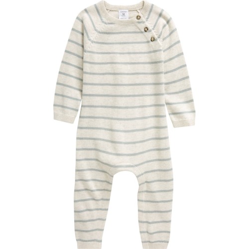 Baby Sweater Romper, 6M, Ivory Heather Green