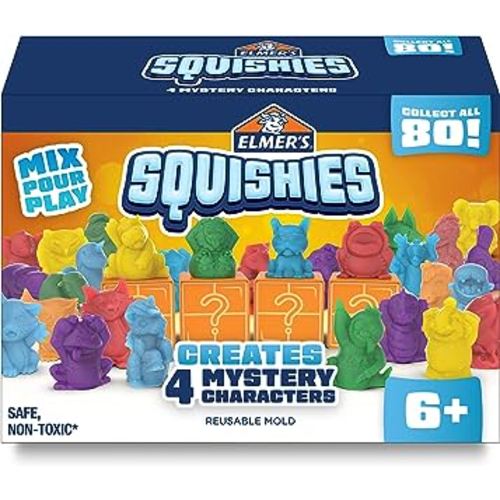 Elmer’s Squishies Kids’ Activity Kit, DIY Squishy Toy Kit Creates 4 Mystery Characters, 24 Piece Kit