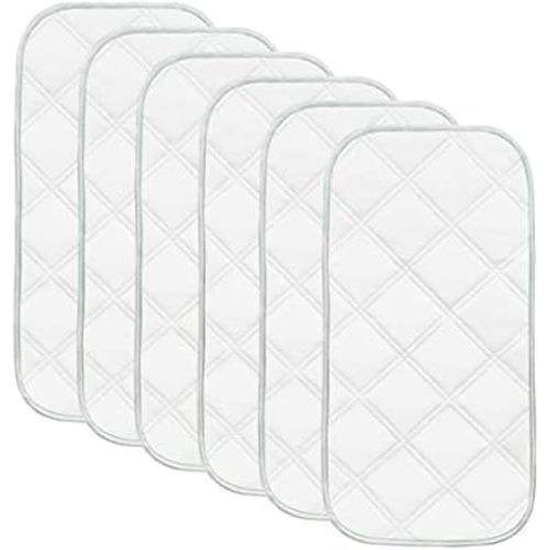 Sunny zzzZZ 6 Pack Baby Waterproof Changing Pad Liners - Quilted Thicker Ultra Soft Changing Table Cover Liners - Durable & Easy to Clean - White with Grey Edging - 23" x 11"
