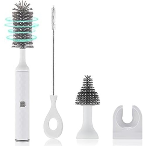 Electric Baby Bottle Brush Set, Multi-Purpose Cleaner Brushes,360°high-Speed Rotation Cleaning,1500mAh,Waterproof IPX65,Perfect Baby Bottle Brushes,White