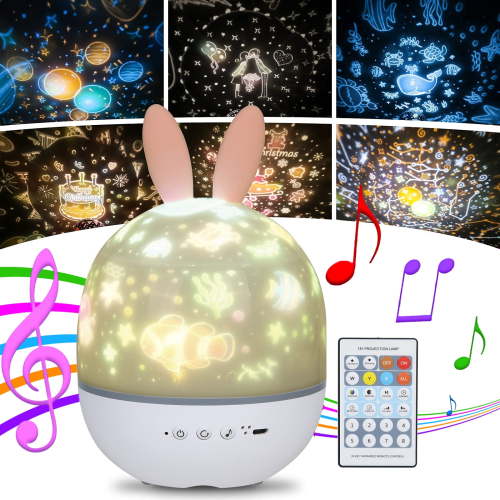 Music Night Light Projector for Kids, Rotating Starry Light Projector with Remote Control Light