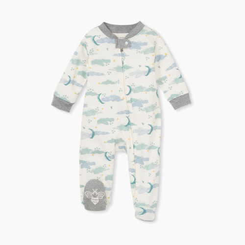 Burt's Bees Baby Sleep and Play PJs, 100% Organic Cotton One-Piece Zip-Up Pajamas - Twlight Sky, 0-3 Months