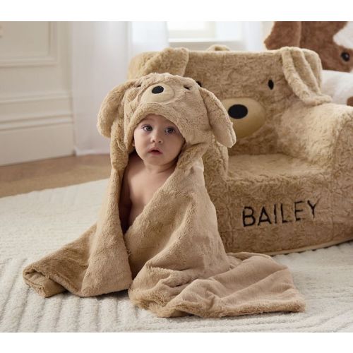 Faux-Fur Labradoodle Baby Hooded Towel