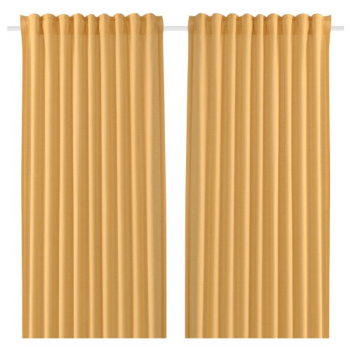VÄXELBRUK Curtains, 1 pair - yellow 140x300 cm