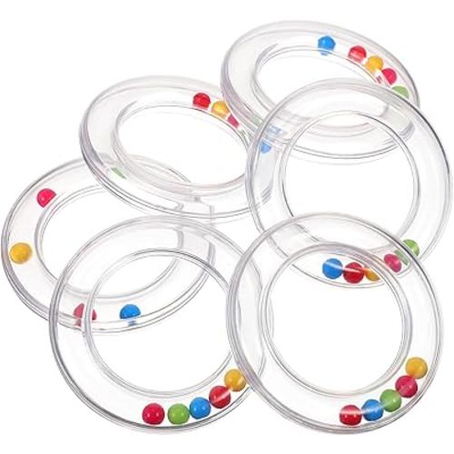 Toyvian 6Pcs Baby Toy Rings, Baby Rattles Plastic Clear Hand Bell Shaker, Rattle Inserts for Baby Toys, Developmental Baby Toy for Early Learning, Newborn Toddler Gifts