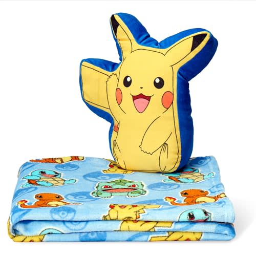 Northwest Pokemon Blanket and Hugger Set, Cute Pikachu, Super Soft Silk Touch Throw, 50x60 Inches