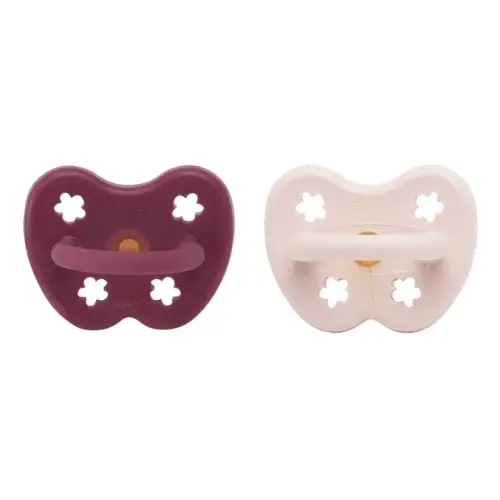 Hevea - Natural Rubber Physiological Pacifiers - Set of 2 - Powder pink | Smallable