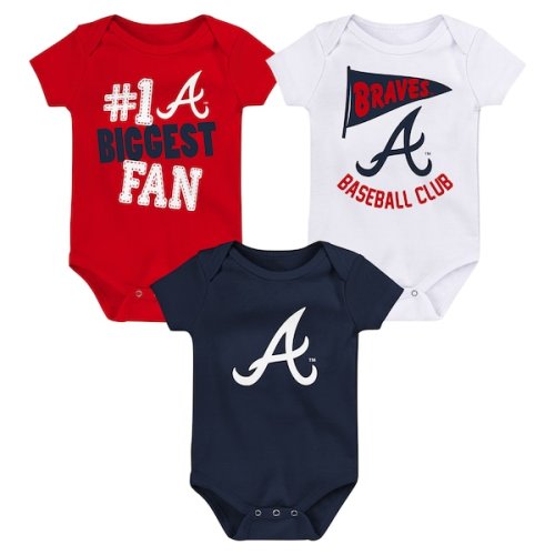 Atlanta Braves Newborn & Infant 3-Pack Fan Pennant Bodysuit Set