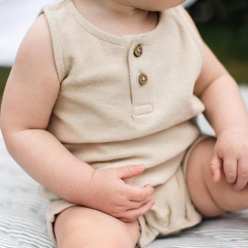 Burt's Bees Baby Baby Boys Sleeveless Rompers, 100% Organic Cotton One-Piece Shortall and Layette Set