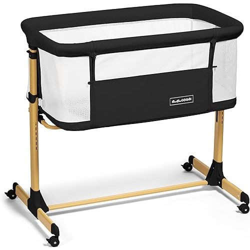 3 in 1 Baby Bassinet with Wheels, Portable Bedside Sleeper for Baby with 6 Adjustable Heights and Foam Mattress, Baby Bedside Crib for Newborns and Infants