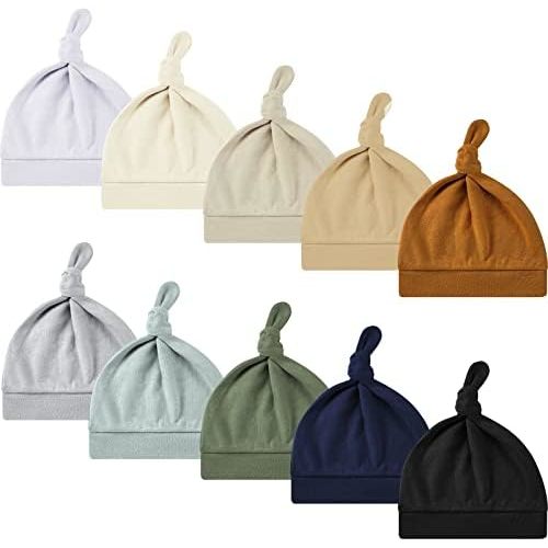 10 Pcs Baby Newborn Hats Set Stretchy Knot Beanie Hats for Boy Girl Baby Cute Cap Infant Beanies, 10 Colors, 0-6 Months