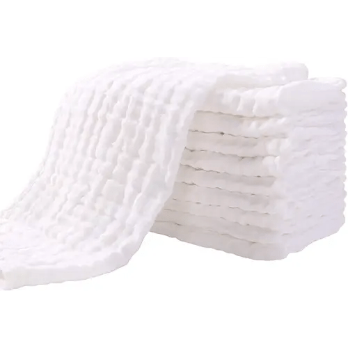 Yoofoss Muslin Burp Cloths for Baby 10 Pack 100% Cotton Baby Washcloths for Boys Girls Large 20''X10'' Super Soft and Absorbent White