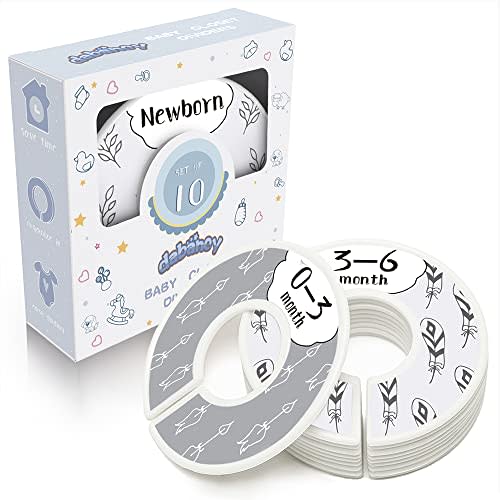 Baby Closet Dividers - Set of 10 from Newborn to Toddler and 2 Blanks with Colored Box - Gray Boho Designs Baby Closet Organizer for Nursery - [Gray Boho]