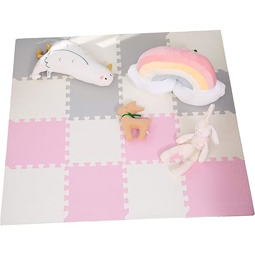Baby Play Mat Puzzle Exercise PlayMat Foam Flooring Tiles Interlocking Floor Mats for Baby Non-Toxic Soft Waterproof and Thick(0.4" Thickness) Designed for Babies Toddlers Flooring Protector-46”×46”