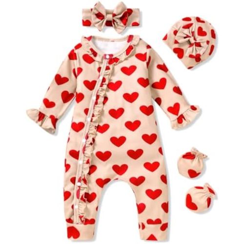 Aalizzwell Baby Girls Romper Outfit Fall Winter Clothes with Accessories