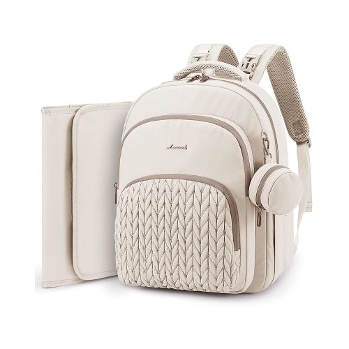 LOVEVOOK Diaper Bag Backpack, Baby Bag with Changing Pad for Mom Dad, Large Waterproof Mommy Bag with Stroller Buckles, Travel Essential with Pacifier Case & Insulated Bottle Pockets, Beige-khaki