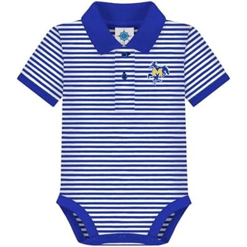 Creative Knitwear College Baby Striped Polo Bodysuit - Team Logo, Multiple Colors, for Boys & Girls (0-12 Months)
