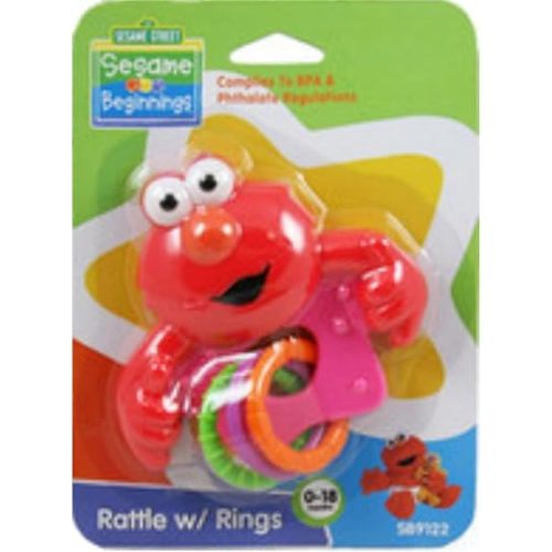 Sesame Street Elmo Rattle with Rings, BPA Free