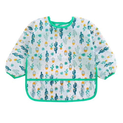 Baby Bibs for Eating Baby Boys Girls Long Sleeve Cartoon Prints Soft Bibs Baby Care Drool Bibs for Baby Girl Mint Green 6 Months-12 Months