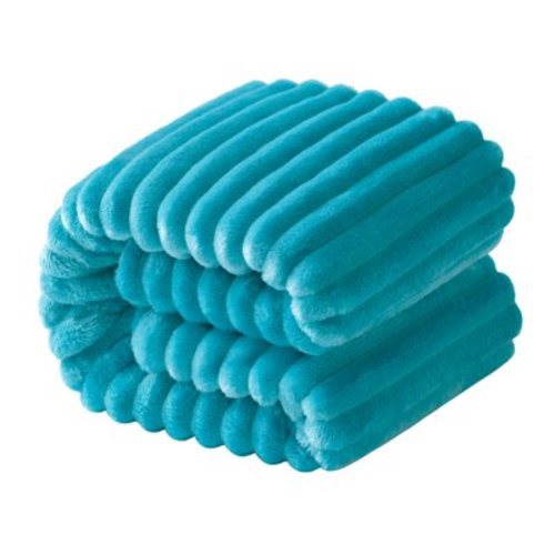 Ntbay Flannel Fuzzy Soft Warm Cozy Toddler Blanket, Fluffy Warm and Lightweight Reversible Stripes Design Toddler Plush Blanket for Stroller, Crib, Travel, 30" x 40", Turquoise