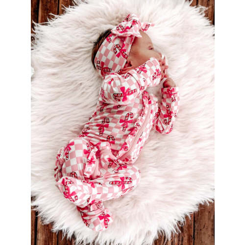 2-Way Ruffle Zip Footie, Cotton Candy Candy Cane