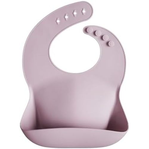 mushie Silicone Baby Bib | Adjustable Fit Waterproof Bibs (Pale Mauve)