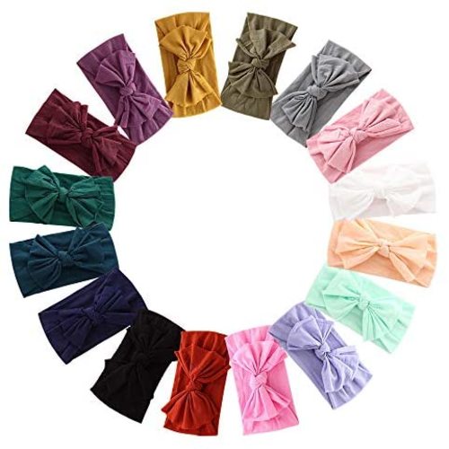 Prohouse 16PCS Baby Nylon Headbands Hairbands Hair Bow Elastics for Baby Girls Newborn Infant Toddlers Kids
