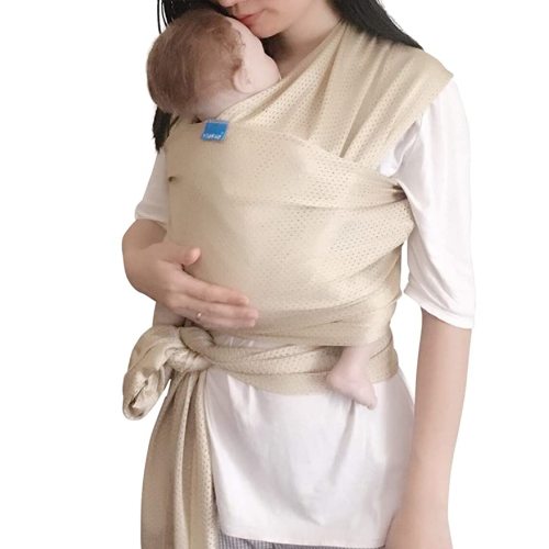 Baby Wrap Sling Carrier for Newborn, Infant, Toddler, Kid | Breathable Lightweight Stretch Mesh Water Sling | Nice for Summer, Pool, Beach, Swimming | Perfect Shower Gift Champagne