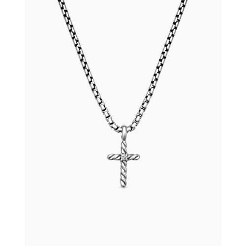 Cable Collectibles® Kids Cross Necklace in Sterling Silver with Center Diamond