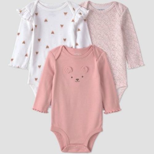 Carter's Just One You® Baby Girls' 3pk bear Long Sleeve Bodysuits - Light Pink Newborn
