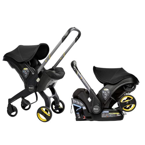 Doona - Asiento de automóvil infantil y base de pestillo, asiento trasero de automóvil y base de asiento de automóvil, se transforma a cochecito en segundos, versión estadounidense, negro nitro