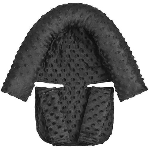 Baby Head Support and Strap Covers, Infant Head Support Pillow, Super Soft Head and Neck Cushion for Car Seat, Baby Headrest and Carseat Neck Cover(Black)