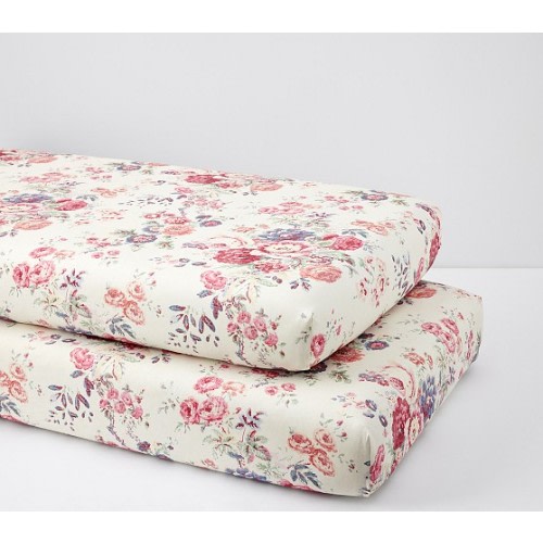 Eleanor Floral Organic Crib Fitted Sheet | Pottery Barn Kids
